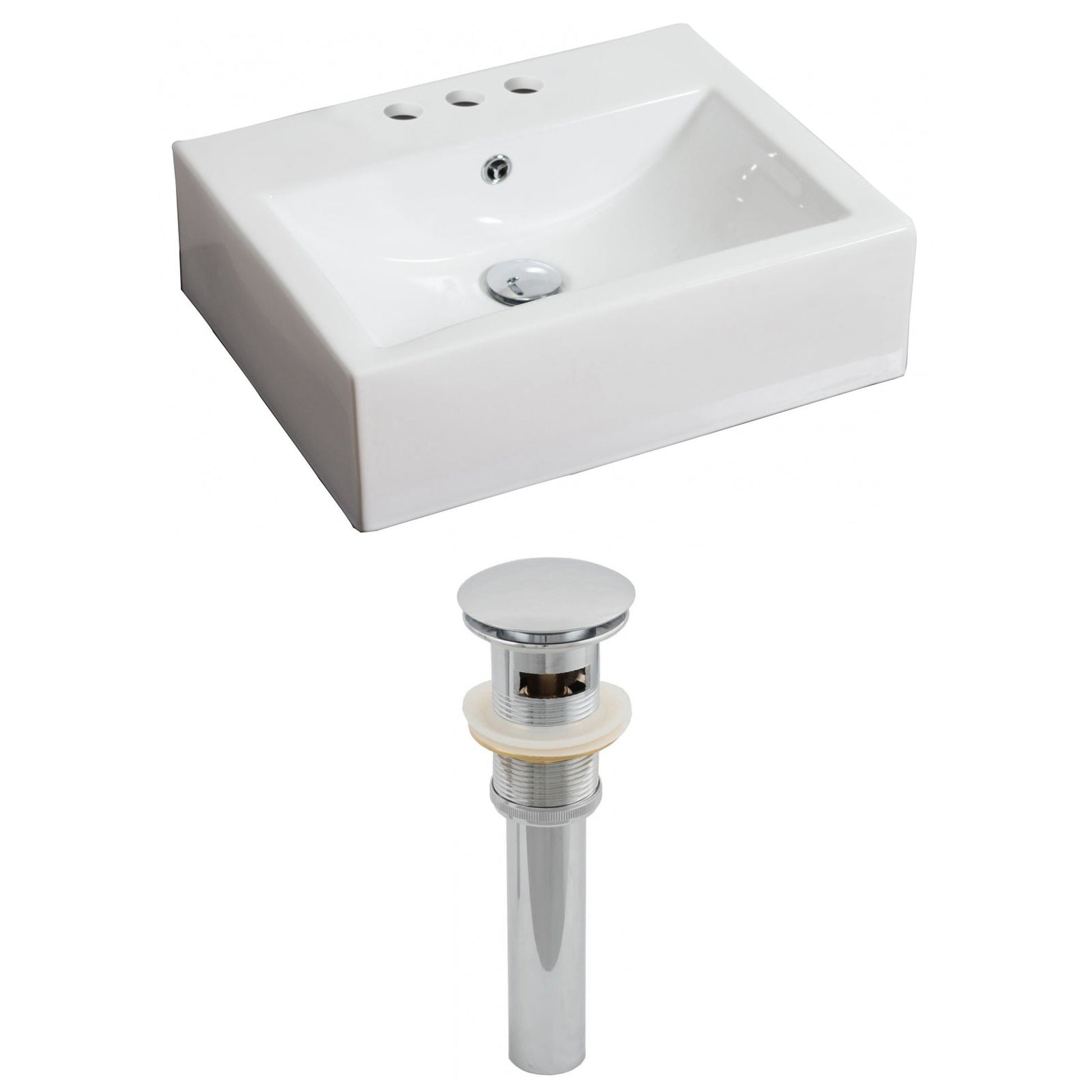 American Imaginations AI-14823 21" White Rectangular Ceramic Wall Mount Bathroom Vessel Sink Set
