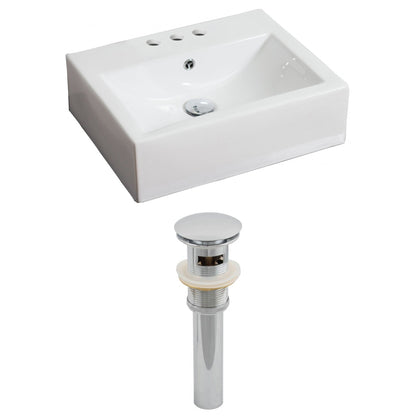 American Imaginations AI-14823 21" White Rectangular Ceramic Wall Mount Bathroom Vessel Sink Set