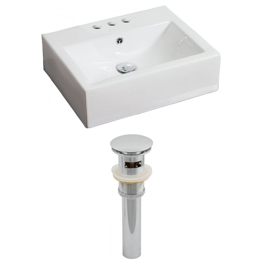 American Imaginations AI-14823 21" White Rectangular Ceramic Wall Mount Bathroom Vessel Sink Set
