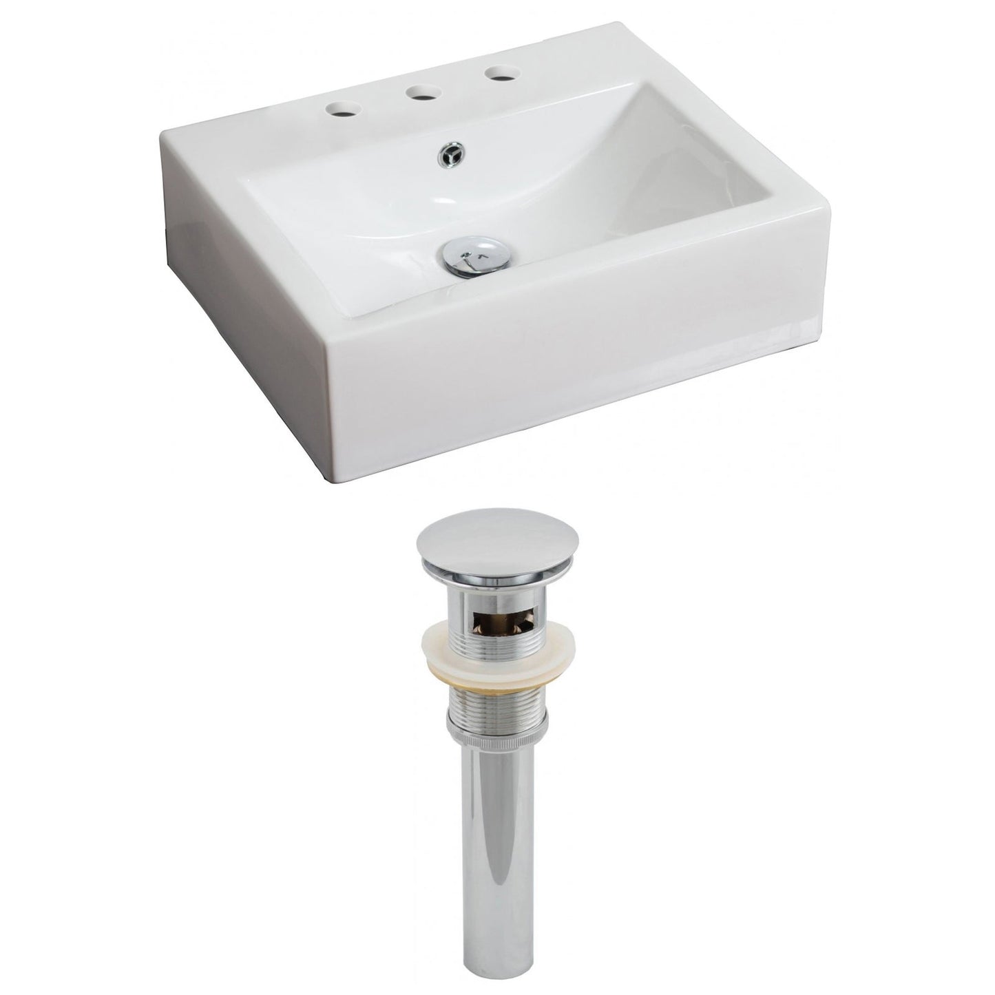 American Imaginations AI-14824 21" White Rectangular Ceramic Wall Mount Bathroom Vessel Sink Set