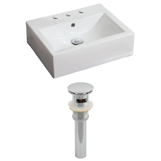 American Imaginations AI-14824 21" White Rectangular Ceramic Wall Mount Bathroom Vessel Sink Set