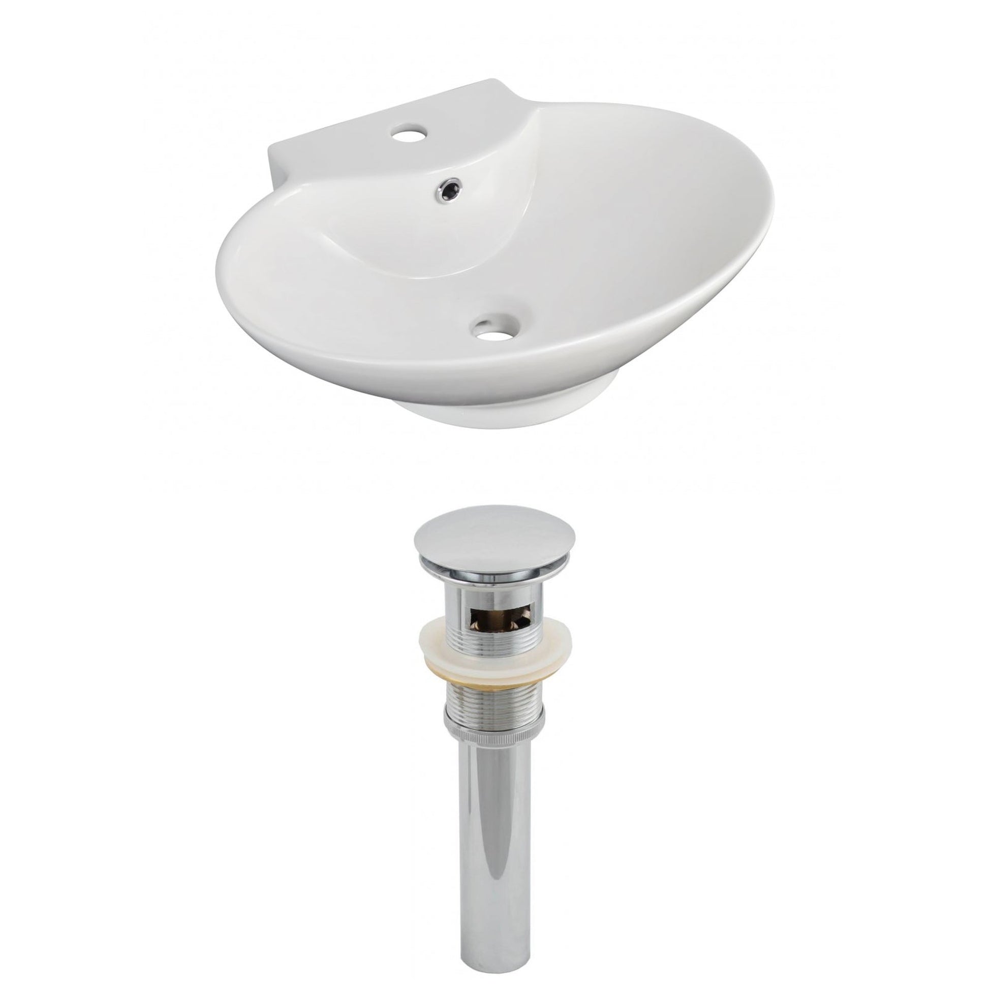 American Imaginations AI-14829 23" White Oval Ceramic Wall Mount Bathroom Vessel Sink Set