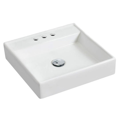 American Imaginations AI-14832 18" White Square Ceramic Wall Mount Bathroom Vessel Sink Set