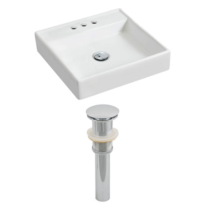 American Imaginations AI-14832 18" White Square Ceramic Wall Mount Bathroom Vessel Sink Set