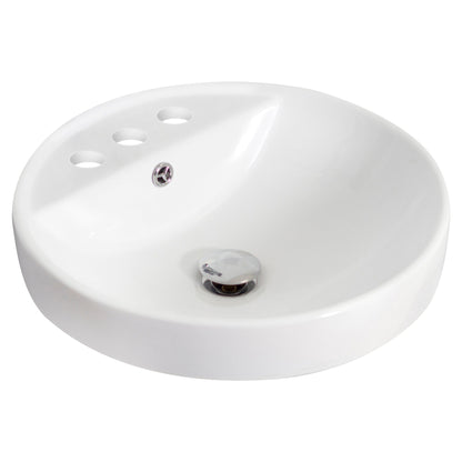 American Imaginations AI-14834 18" White Round Ceramic Drop In Bathroom Vessel Sink Set