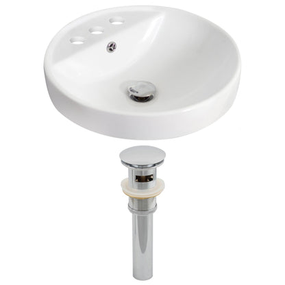 American Imaginations AI-14834 18" White Round Ceramic Drop In Bathroom Vessel Sink Set