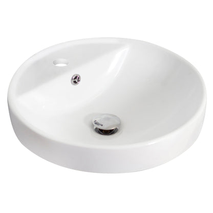 American Imaginations AI-14835 18" White Round Ceramic Drop In Bathroom Vessel Sink Set