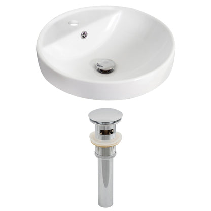 American Imaginations AI-14835 18" White Round Ceramic Drop In Bathroom Vessel Sink Set