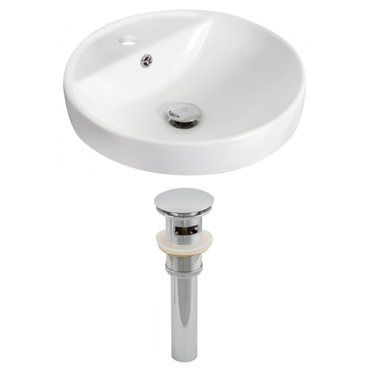 American Imaginations AI-14835 18" White Round Ceramic Drop In Bathroom Vessel Sink Set