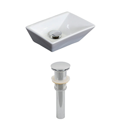 American Imaginations AI-14837 12" White Rectangular Ceramic Above Counter Bathroom Vessel Sink Set