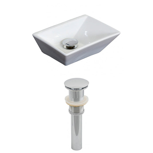 American Imaginations AI-14837 12" White Rectangular Ceramic Above Counter Bathroom Vessel Sink Set