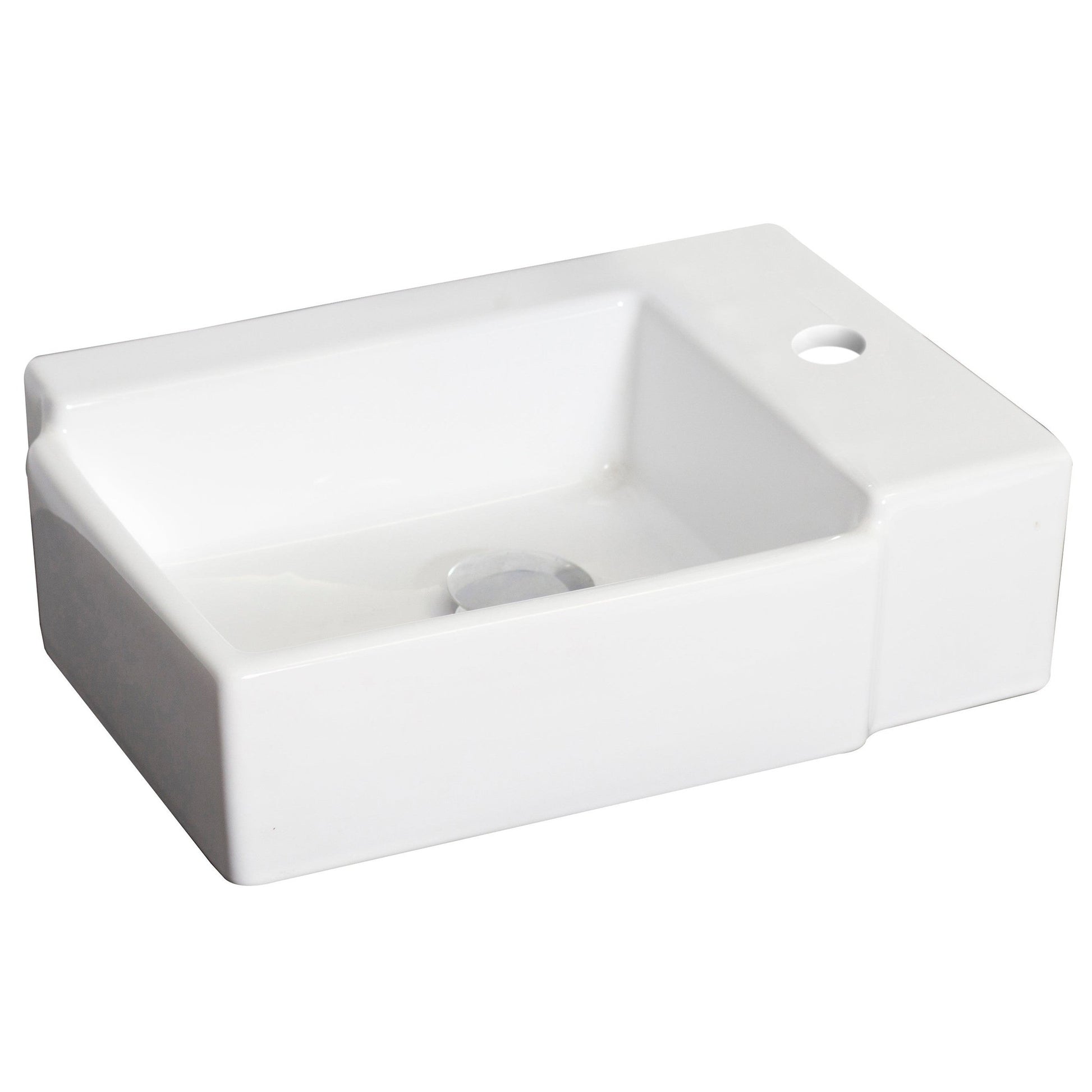 American Imaginations AI-14840 16" White Rectangular Ceramic Above Counter Bathroom Vessel Sink Set