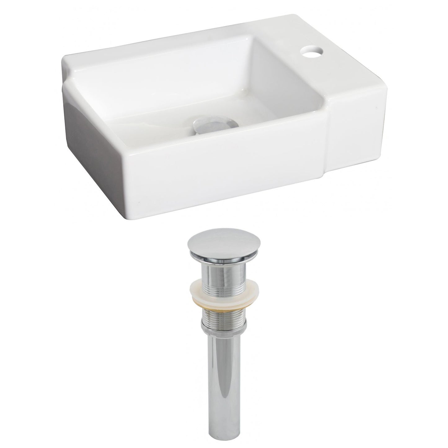 American Imaginations AI-14840 16" White Rectangular Ceramic Above Counter Bathroom Vessel Sink Set