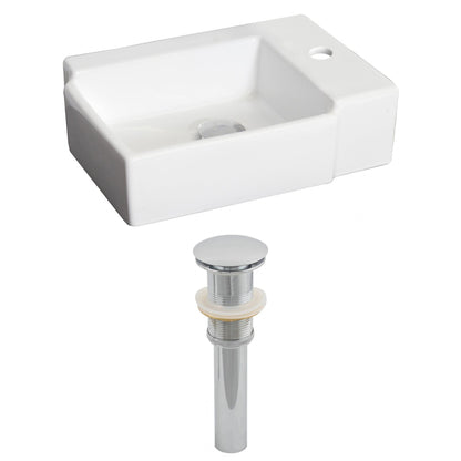 American Imaginations AI-14840 16" White Rectangular Ceramic Above Counter Bathroom Vessel Sink Set