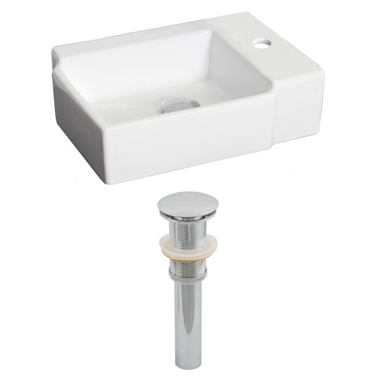 American Imaginations AI-14840 16" White Rectangular Ceramic Above Counter Bathroom Vessel Sink Set
