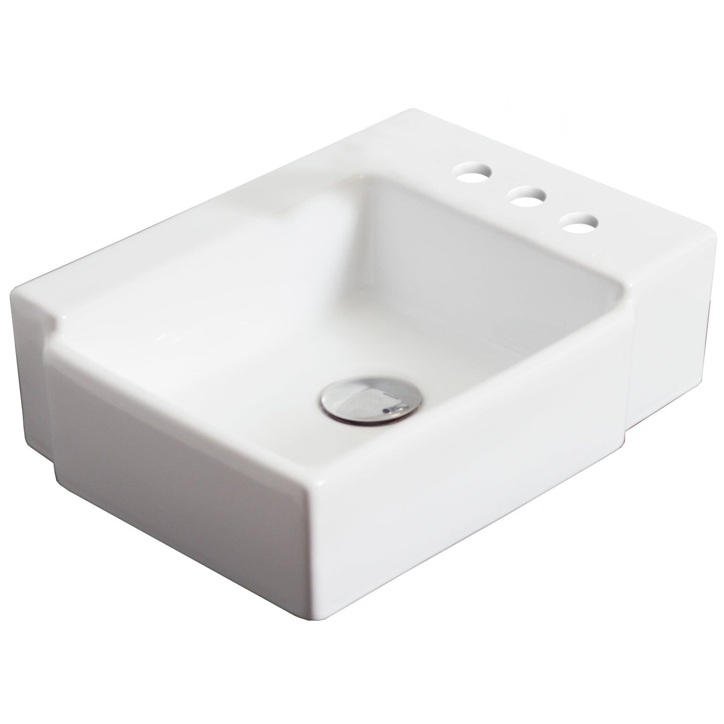 American Imaginations AI-14841 16" White Rectangular Ceramic Above Counter Bathroom Vessel Sink Set