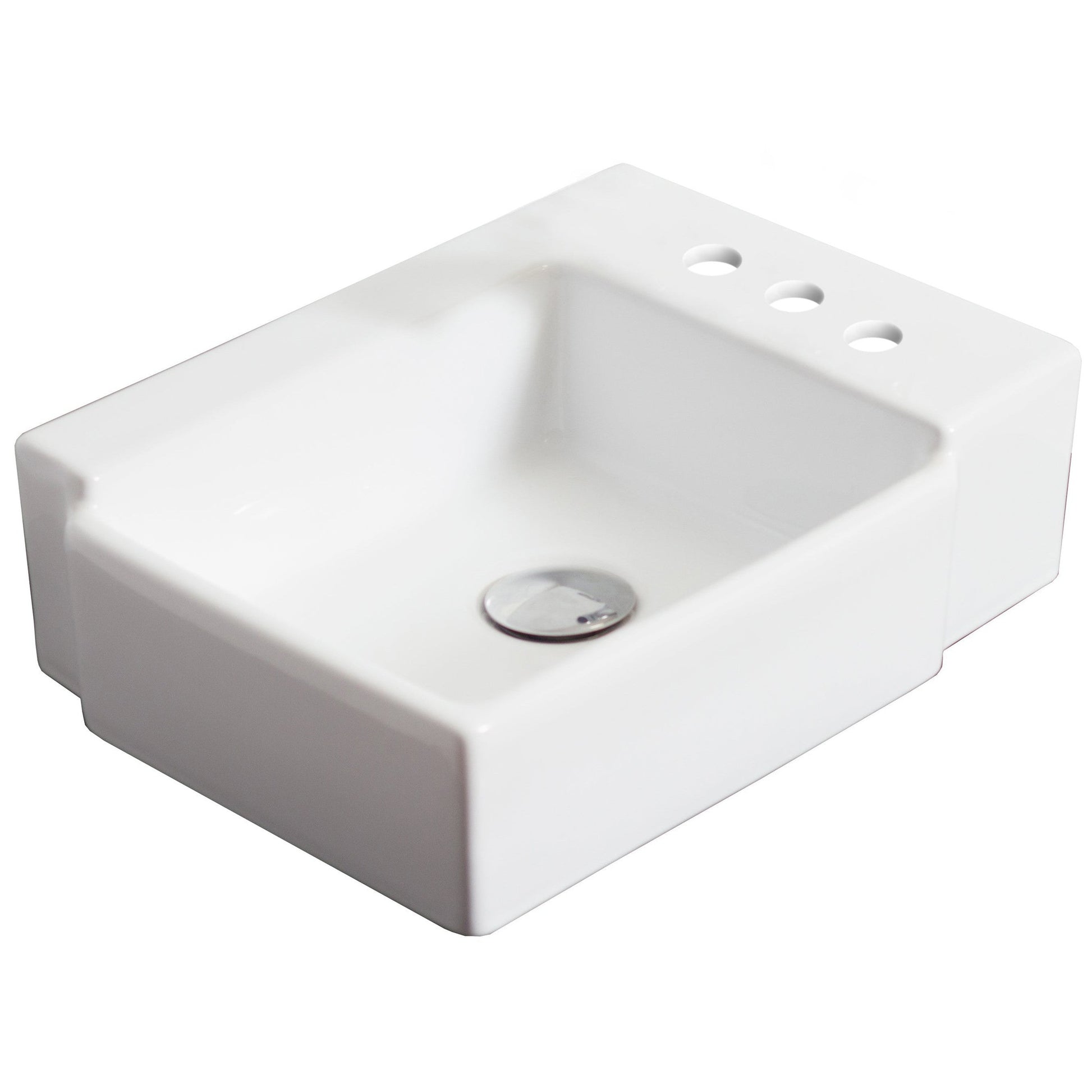 American Imaginations AI-14841 16" White Rectangular Ceramic Above Counter Bathroom Vessel Sink Set
