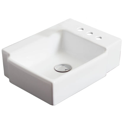 American Imaginations AI-14841 16" White Rectangular Ceramic Above Counter Bathroom Vessel Sink Set