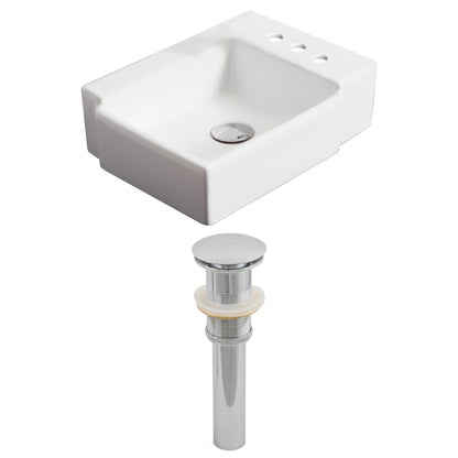 American Imaginations AI-14841 16" White Rectangular Ceramic Above Counter Bathroom Vessel Sink Set