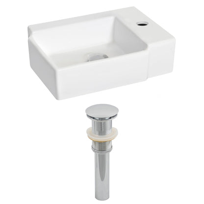 American Imaginations AI-14842 16" White Rectangular Ceramic Wall Mount Bathroom Vessel Sink Set