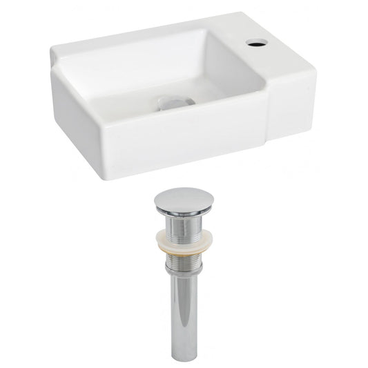 American Imaginations AI-14842 16" White Rectangular Ceramic Wall Mount Bathroom Vessel Sink Set