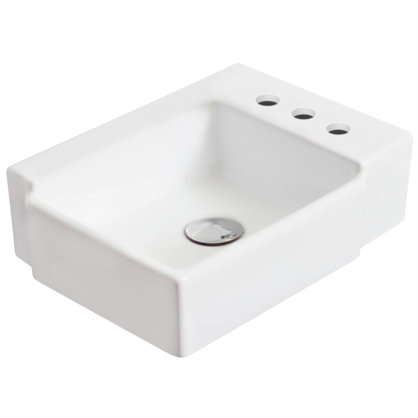American Imaginations AI-14843 16" White Rectangular Ceramic Wall Mount Bathroom Vessel Sink Set