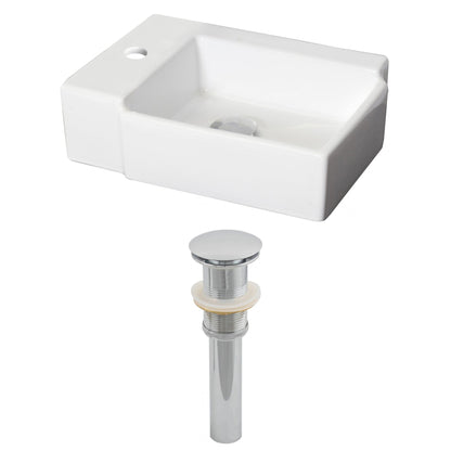 American Imaginations AI-14844 16" White Rectangular Ceramic Above Counter Bathroom Vessel Sink Set