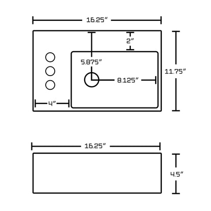 American Imaginations AI-14845 16" White Rectangular Ceramic Above Counter Bathroom Vessel Sink Set