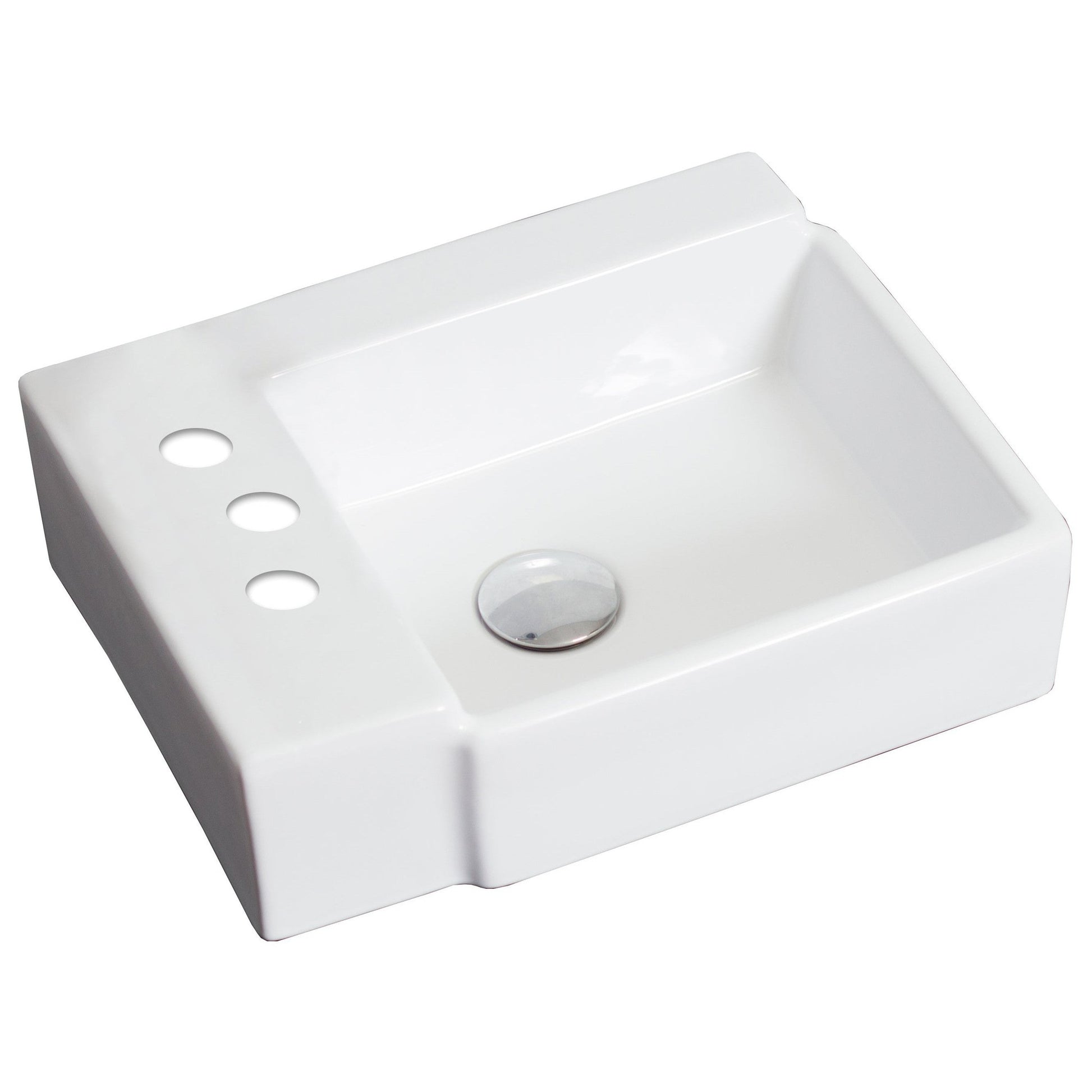 American Imaginations AI-14845 16" White Rectangular Ceramic Above Counter Bathroom Vessel Sink Set