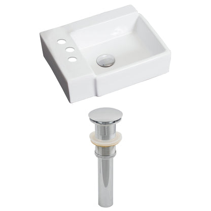 American Imaginations AI-14845 16" White Rectangular Ceramic Above Counter Bathroom Vessel Sink Set