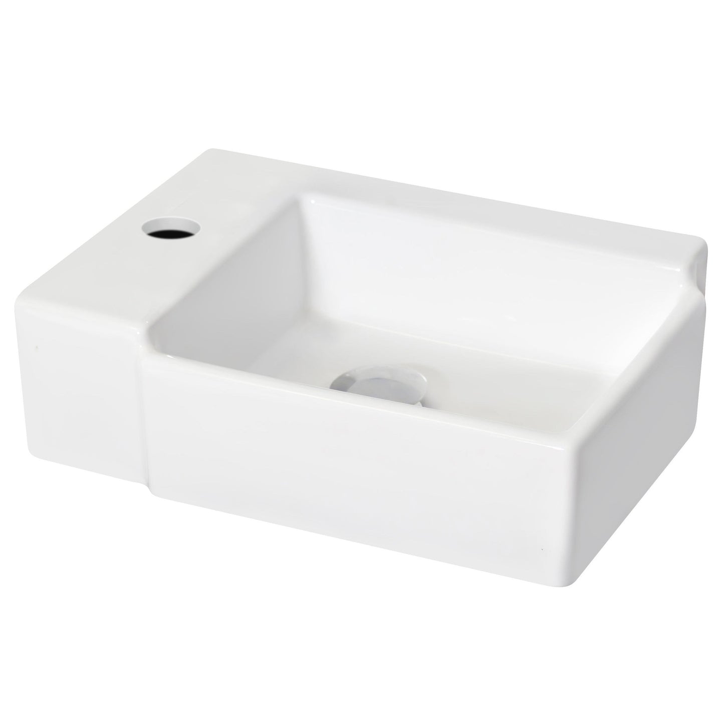 American Imaginations AI-14846 16" White Rectangular Ceramic Wall Mount Bathroom Vessel Sink Set