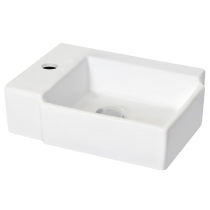 American Imaginations AI-14846 16" White Rectangular Ceramic Wall Mount Bathroom Vessel Sink Set