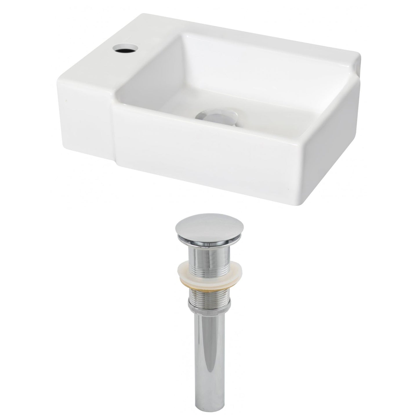 American Imaginations AI-14846 16" White Rectangular Ceramic Wall Mount Bathroom Vessel Sink Set