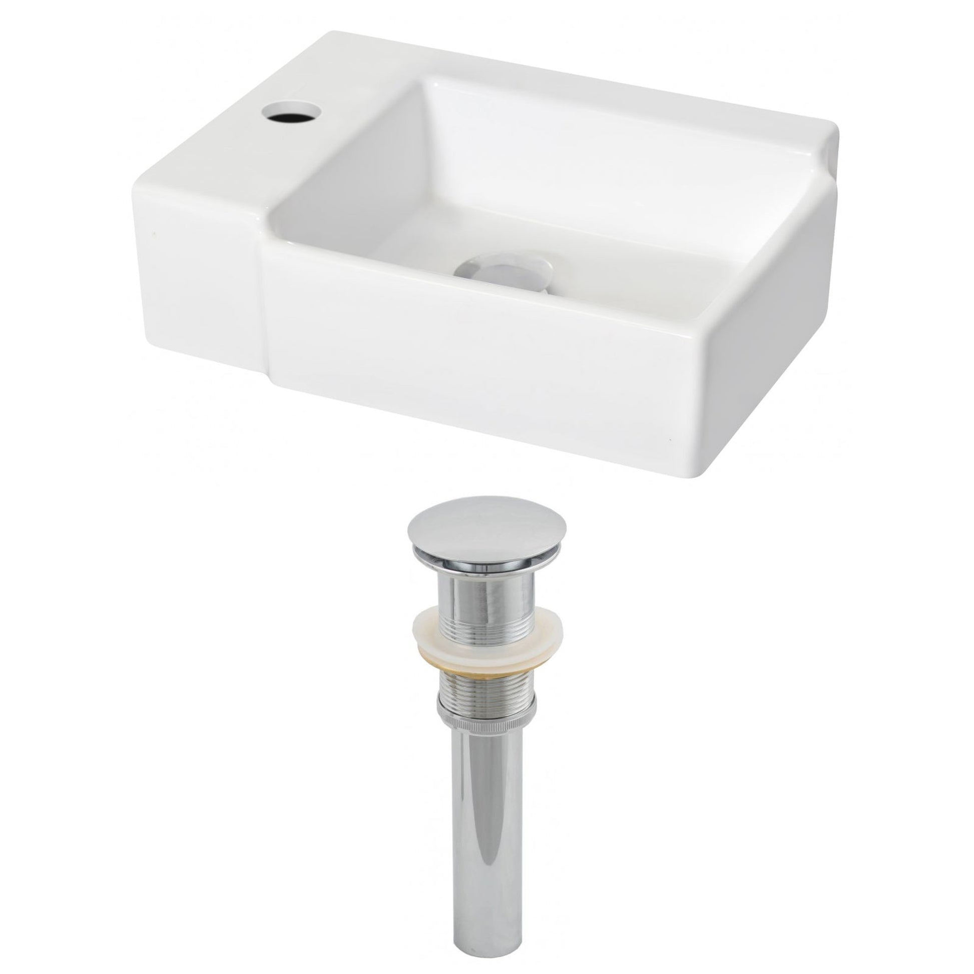 American Imaginations AI-14846 16" White Rectangular Ceramic Wall Mount Bathroom Vessel Sink Set