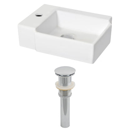 American Imaginations AI-14846 16" White Rectangular Ceramic Wall Mount Bathroom Vessel Sink Set