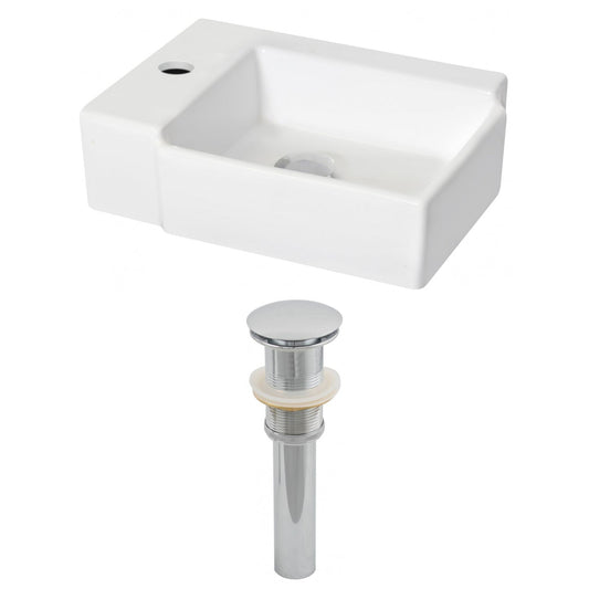 American Imaginations AI-14846 16" White Rectangular Ceramic Wall Mount Bathroom Vessel Sink Set