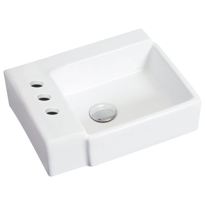 American Imaginations AI-14847 16" White Rectangular Ceramic Wall Mount Bathroom Vessel Sink Set