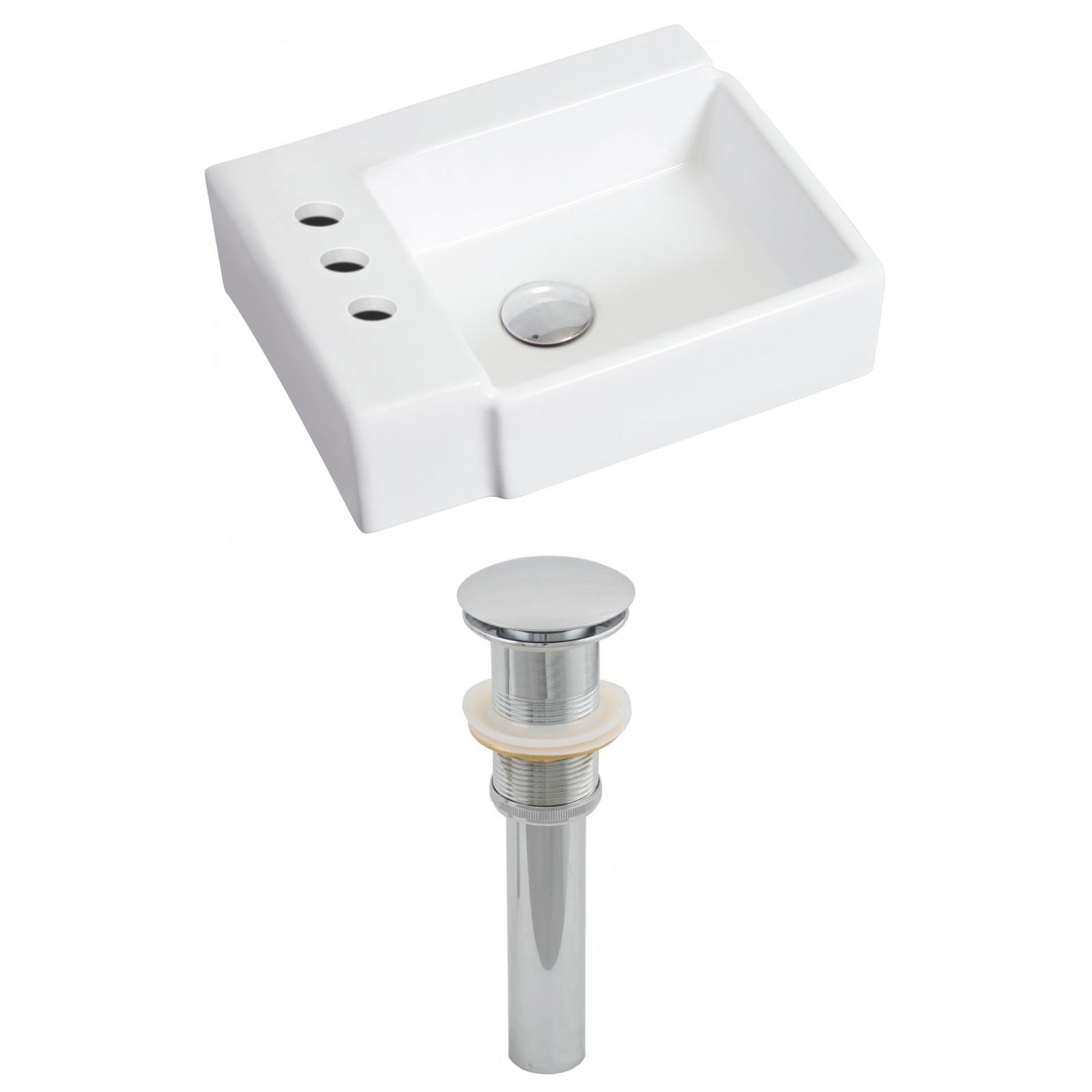American Imaginations AI-14847 16" White Rectangular Ceramic Wall Mount Bathroom Vessel Sink Set