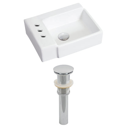American Imaginations AI-14847 16" White Rectangular Ceramic Wall Mount Bathroom Vessel Sink Set