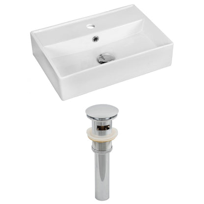 American Imaginations AI-14848 20" White Rectangular Ceramic Above Counter Bathroom Vessel Sink Set