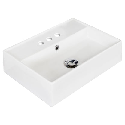 American Imaginations AI-14849 20" White Rectangular Ceramic Above Counter Bathroom Vessel Sink Set
