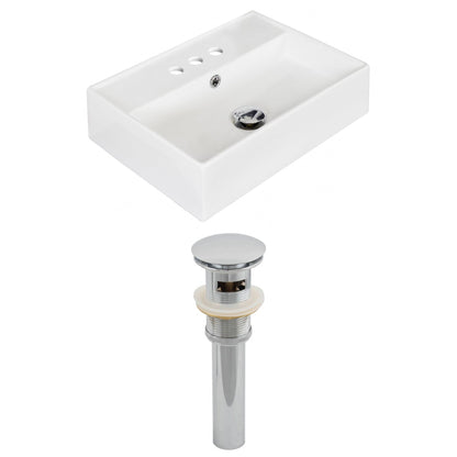 American Imaginations AI-14849 20" White Rectangular Ceramic Above Counter Bathroom Vessel Sink Set