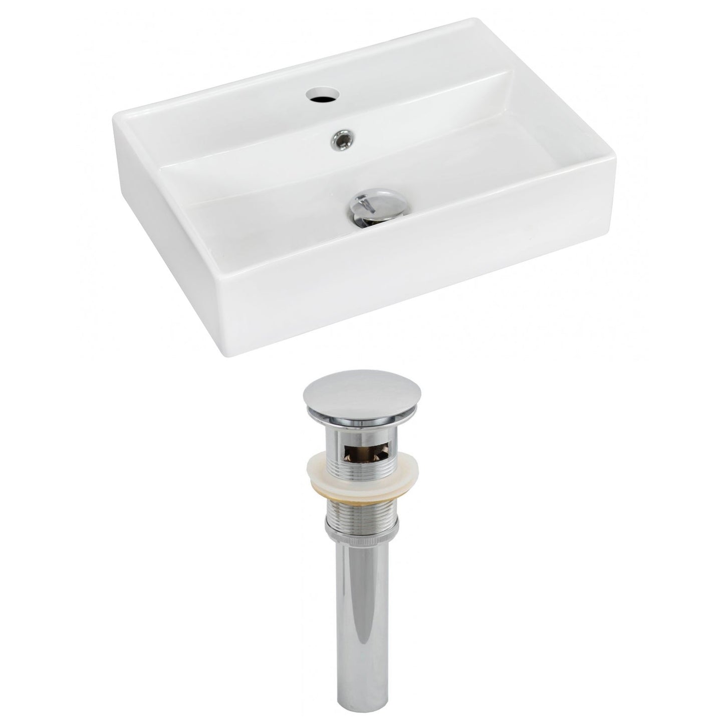 American Imaginations AI-14851 20" White Rectangular Ceramic Wall Mount Bathroom Vessel Sink Set