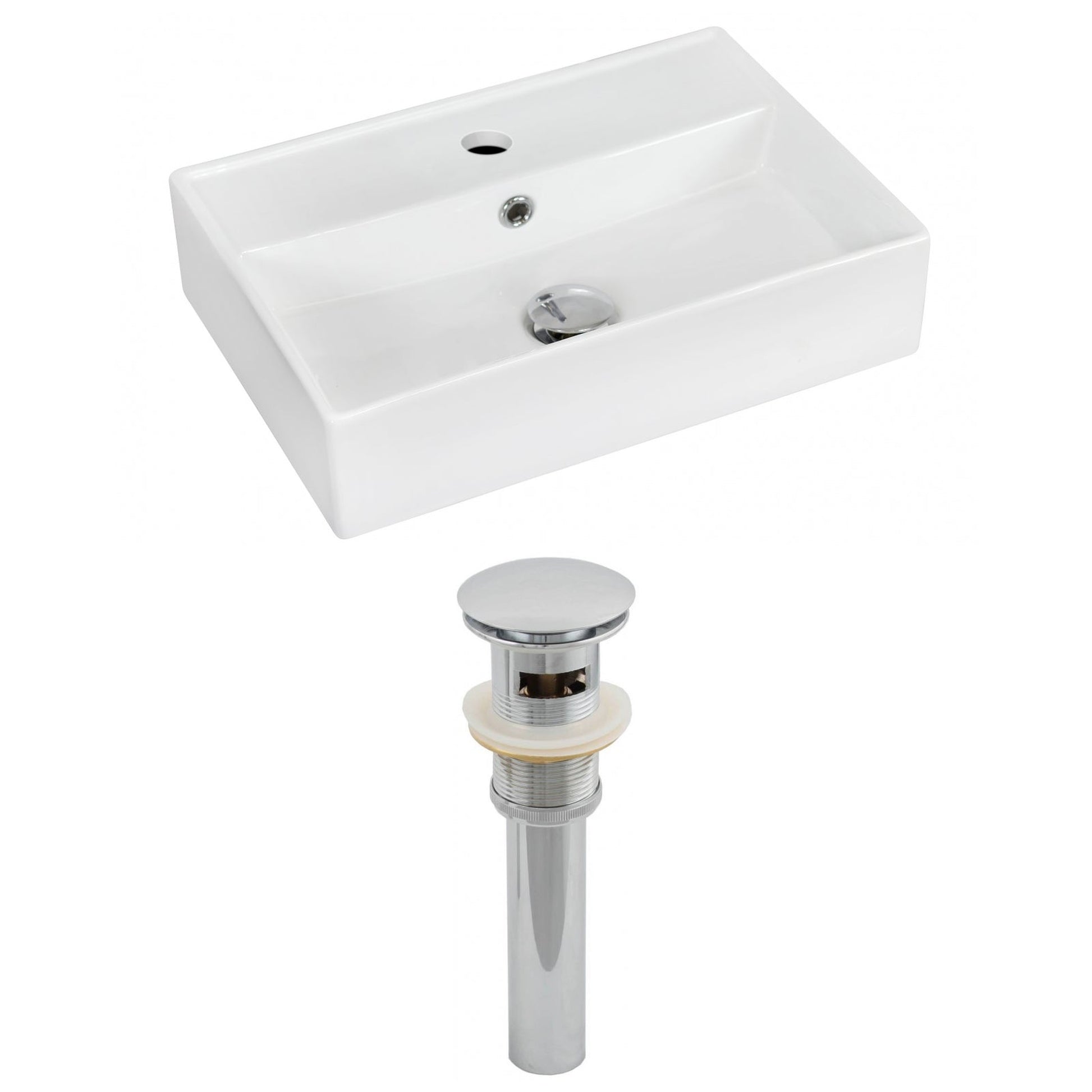 American Imaginations AI-14851 20" White Rectangular Ceramic Wall Mount Bathroom Vessel Sink Set