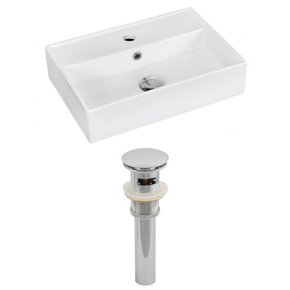 American Imaginations AI-14851 20" White Rectangular Ceramic Wall Mount Bathroom Vessel Sink Set