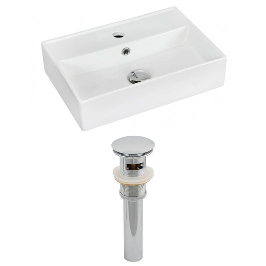 American Imaginations AI-14851 20" White Rectangular Ceramic Wall Mount Bathroom Vessel Sink Set