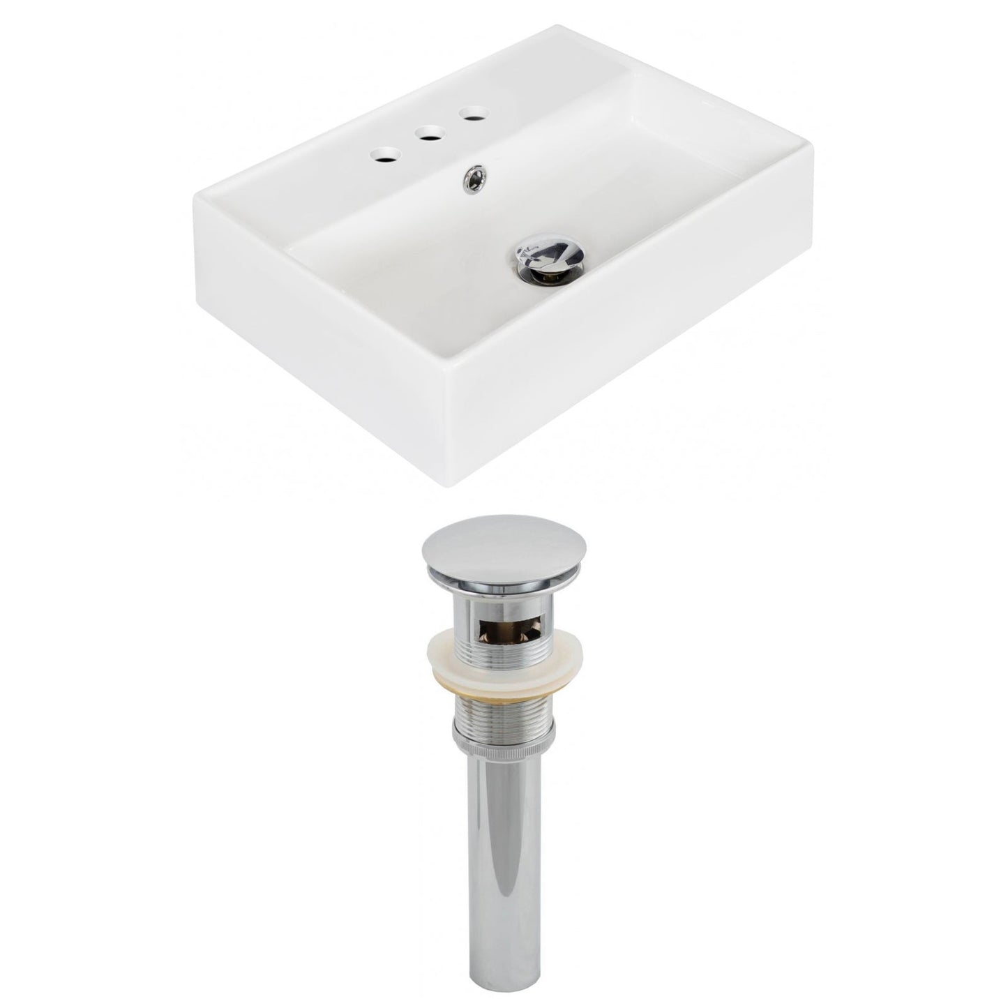 American Imaginations AI-14852 20" White Rectangular Ceramic Wall Mount Bathroom Vessel Sink Set