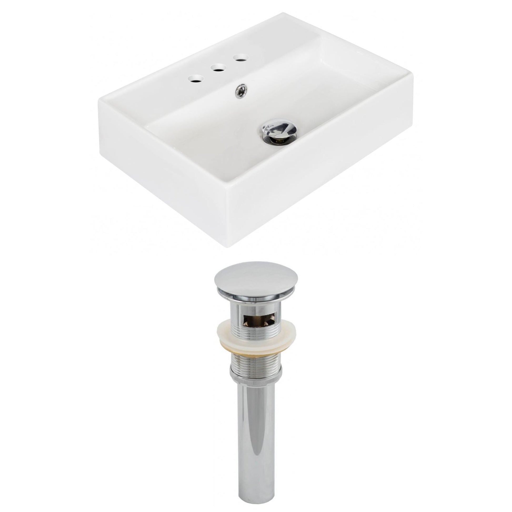 American Imaginations AI-14852 20" White Rectangular Ceramic Wall Mount Bathroom Vessel Sink Set