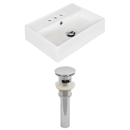 American Imaginations AI-14852 20" White Rectangular Ceramic Wall Mount Bathroom Vessel Sink Set
