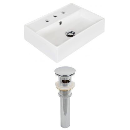 American Imaginations AI-14853 20" White Rectangular Ceramic Wall Mount Bathroom Vessel Sink Set